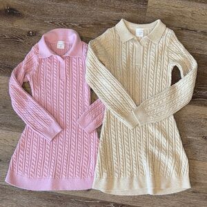 Abercrombie Kids Pink and Cream Cable Knit Sweater Dresses